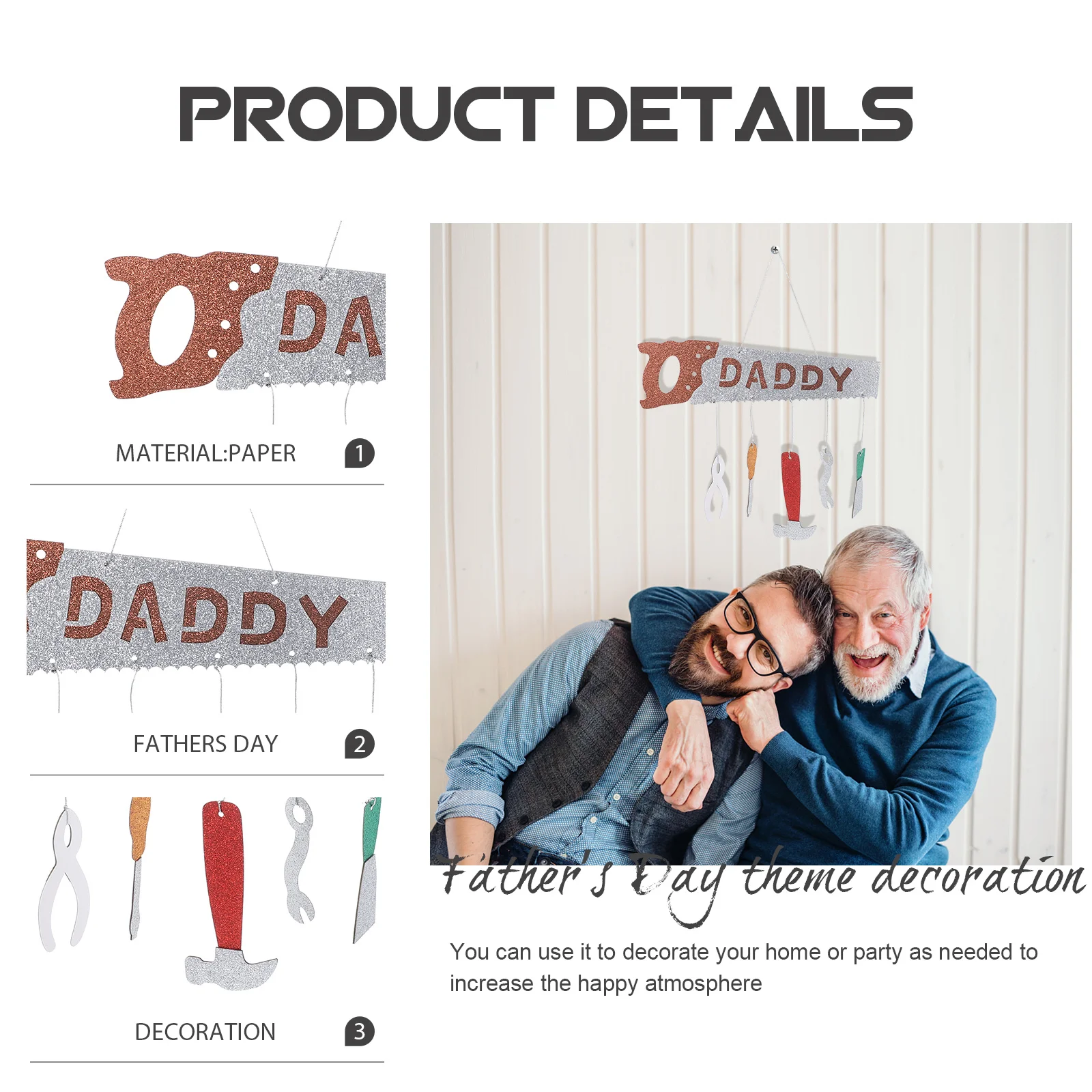 

10Pcs Fathers Day Wall Hanging Decoration Lightweight Party Prop Home Decor Family Party Layout Father's Day Supplies