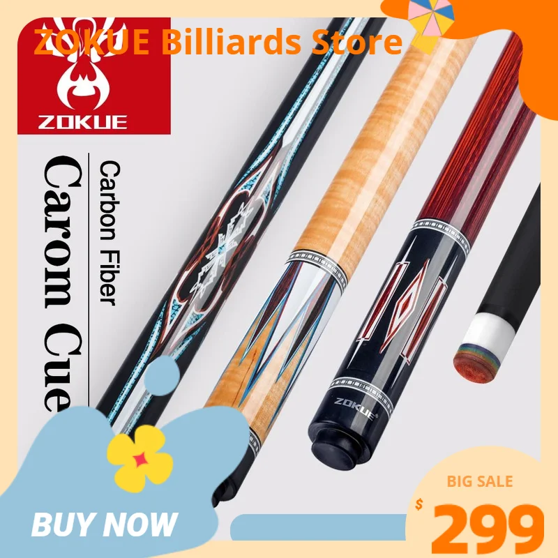 ZOKUE KONLLEN Billiards Carbon Carom Cue 3 Cushion Stick 142cm 12mm Carbon Shaft Maple Shaft  Professional Carom Stick Libre Cue