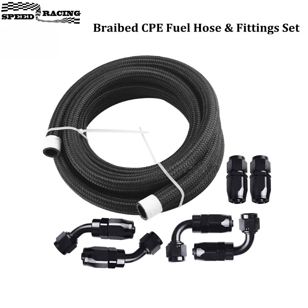 

20FT Nylon Braided Fuel Line N4 AN10 Oil/Gas/Fuel Hose End Fittings Kit
