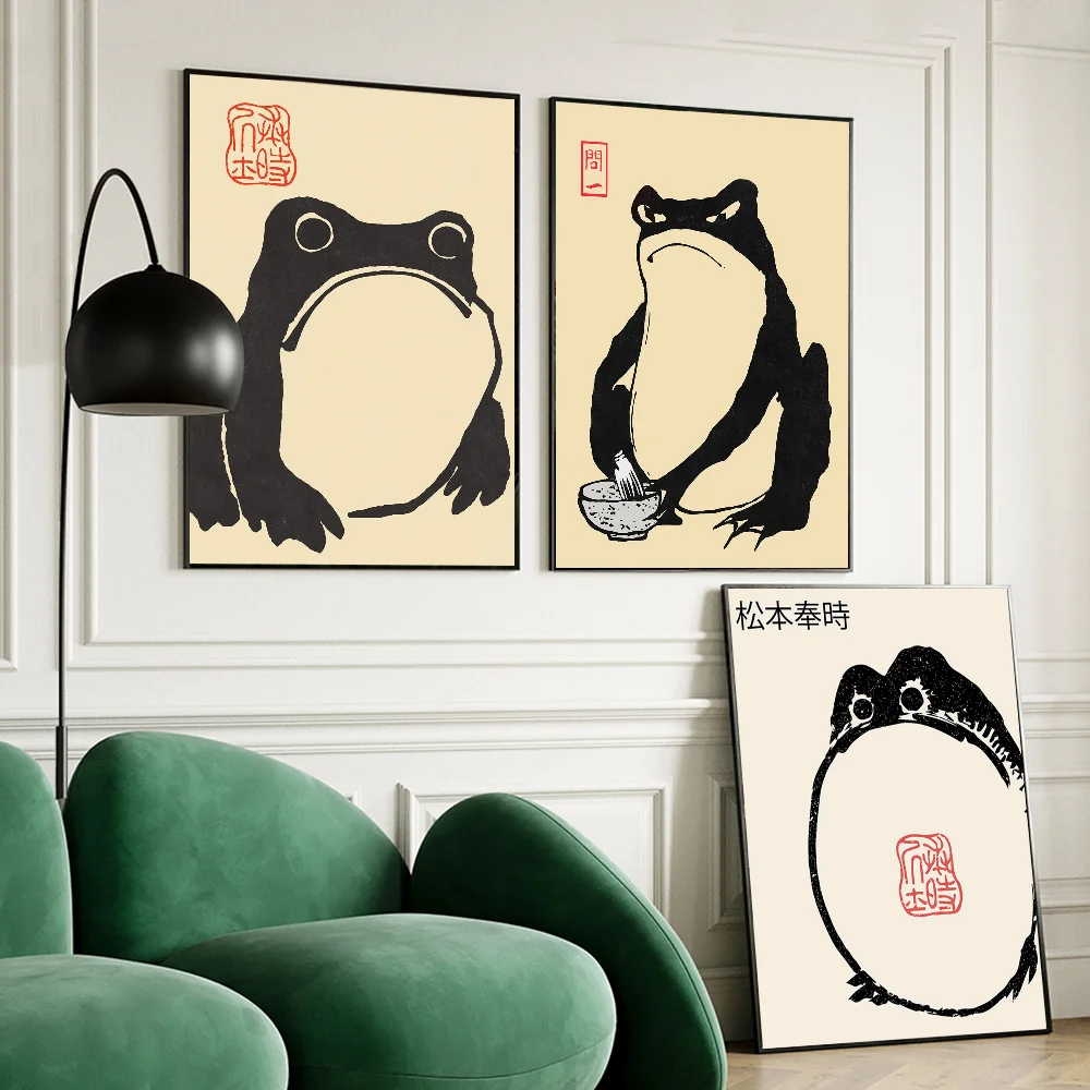 

Matsumoto Hoji Frog Anime Posters Sticky Decoracion Painting Wall Art White Kraft Paper Wall Decor