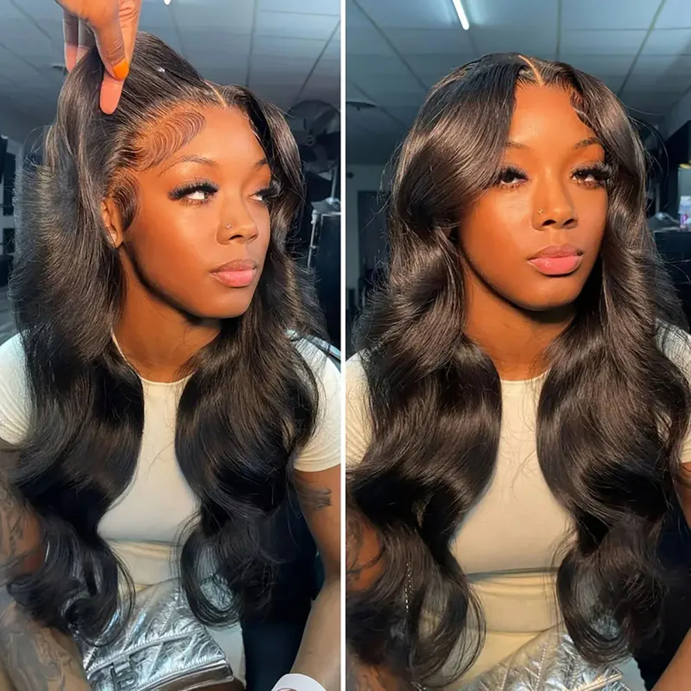 ความหนาแน่น 200% Human Hair Body Wave วิกผมลูกไม้ด้านหน้าวิกผม 13x4 โปร่งใสลูกไม้ด้านหน้าวิกผม Pre Plucked ผมเด็ก