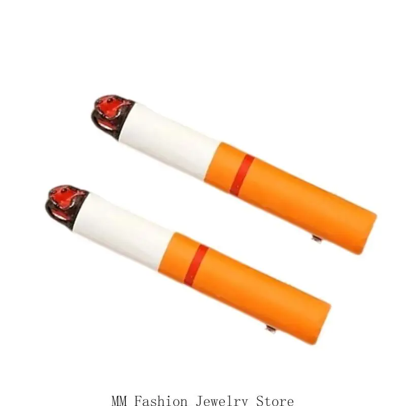 D0UB Pack Of 2 Plastic Resin False Cigarettes Hairpins Humorous Hair Accessories For Role Play Themed Event Secure Grip No Slip