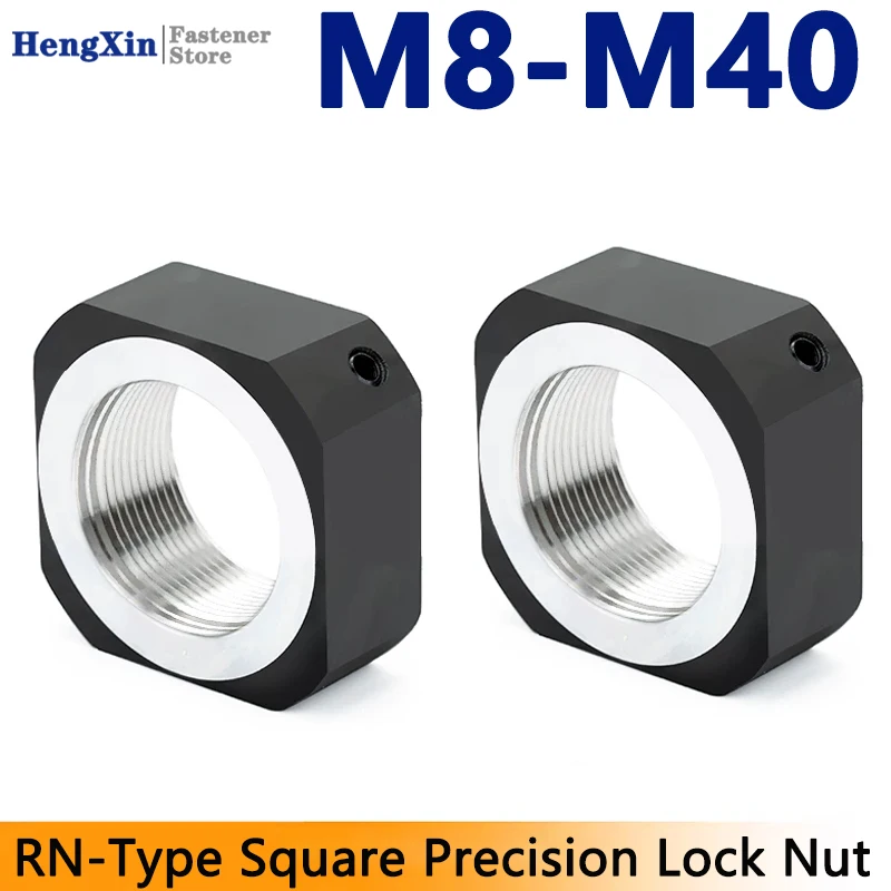 1PCS M8-M40 RN-type Square Locking Nut Precision Square Locknut for Bearing Support Block Lead Screw Anti-loosening Square Nuts