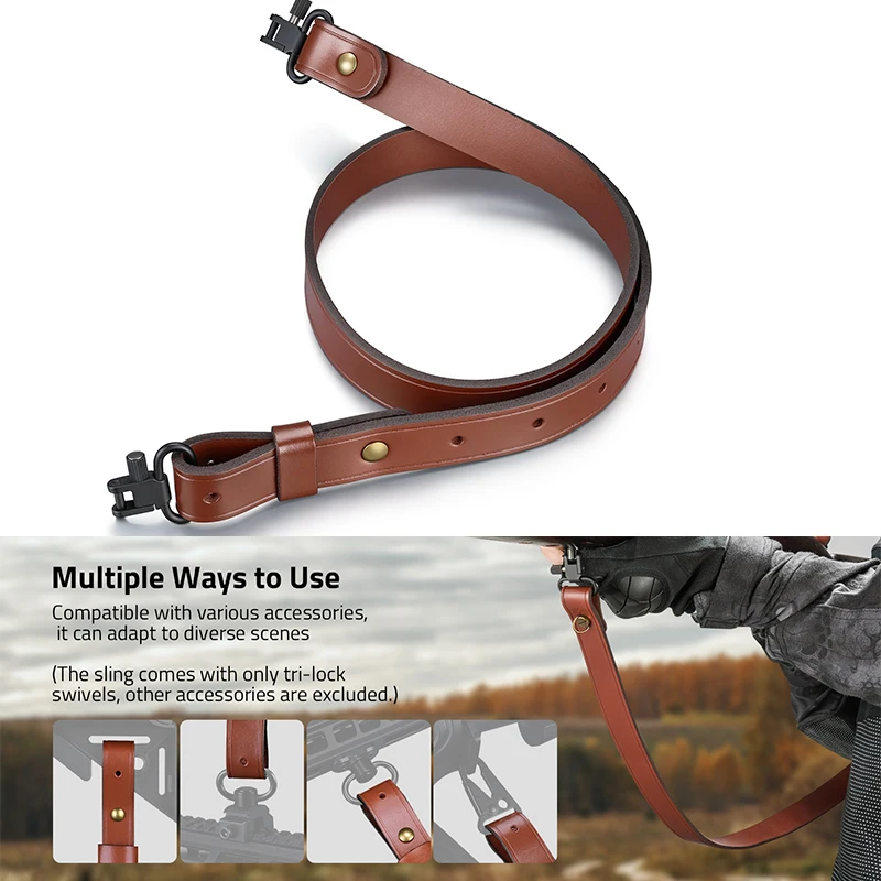 

CVLIFE Two Point Sling Leather Gun Slings with Removable Swivels Adjustable Lenft Rifle Sling Strap for Outdoor Sports