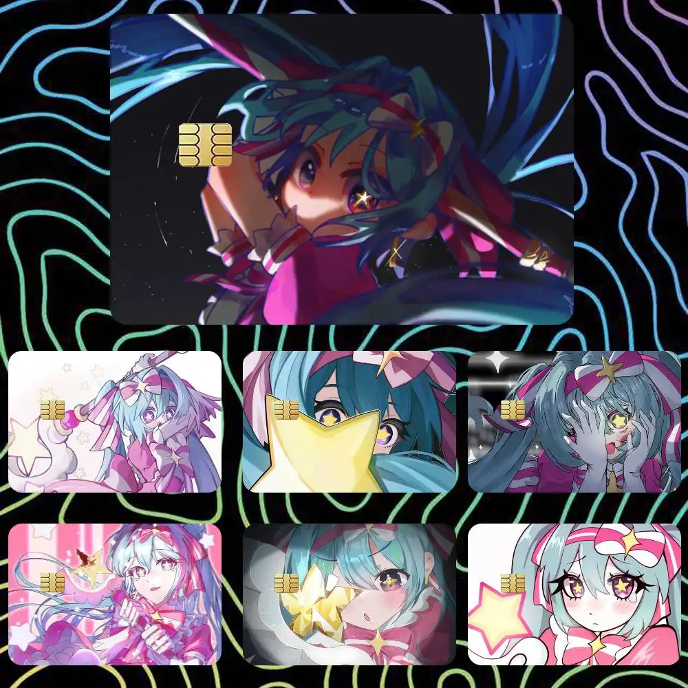 Retry NOW Cute Miku  Sticker Film Tape Skin for Credit Card Debit Card Waterproof Stickers Cartoon