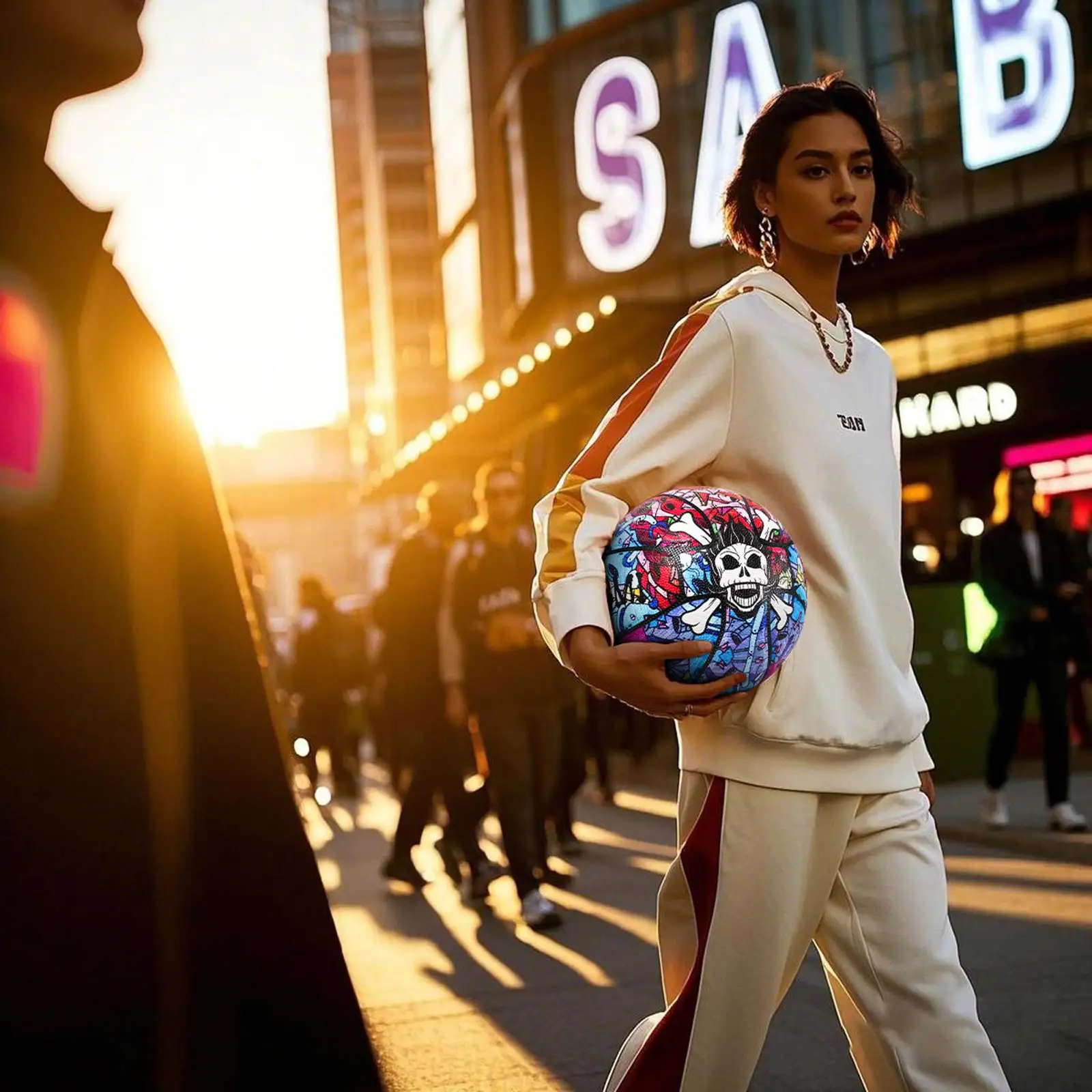 Kuangmi Pirates Basketball Men's Graffiti Street Ball Official Size7 29.5",KMBB172A