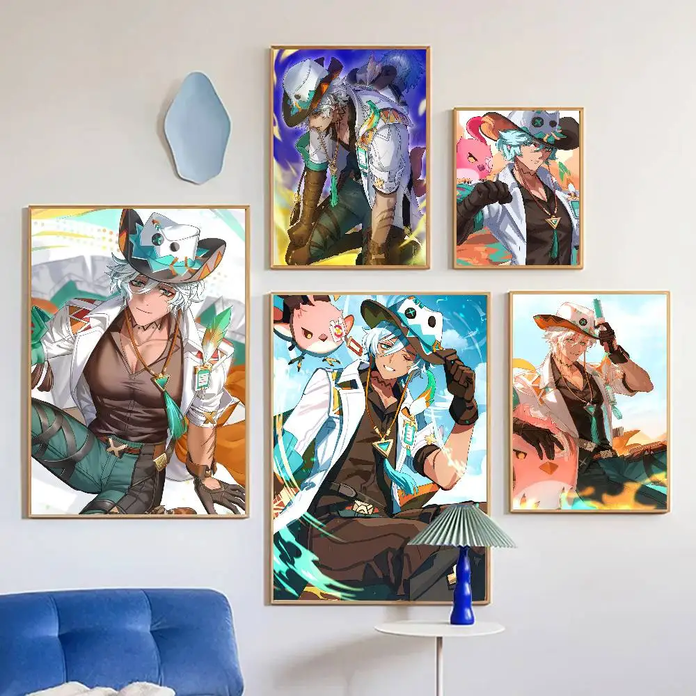 Ifa Anime Game Genshin Impact Poster Self-adhesive Art Room Entrance Restaurant Wall Decor Art Painting