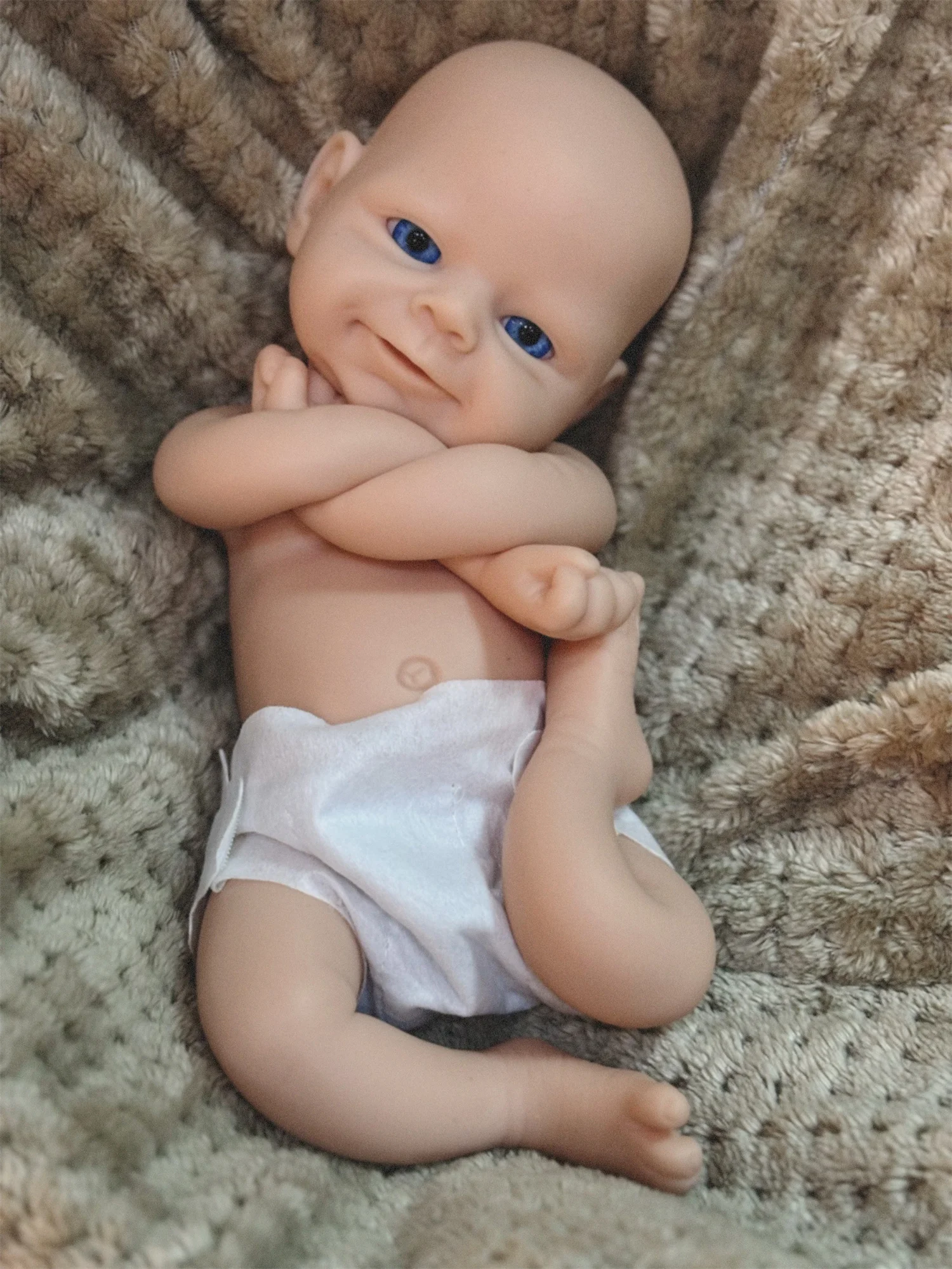 

Можно стирать 33 см, неокрашенные однотонные силиконовые куклы Bebe Reborn с открытым ртом для девочек и мальчиков, мягкие на ощупь, реалистичные куклы ручной работы для новорожденных