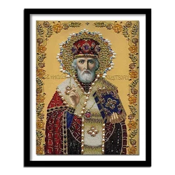 High Quality DIY diamond painting cross stitch religion St. Nicholas icon diamond embroidery 5D Inlaid decorative painting