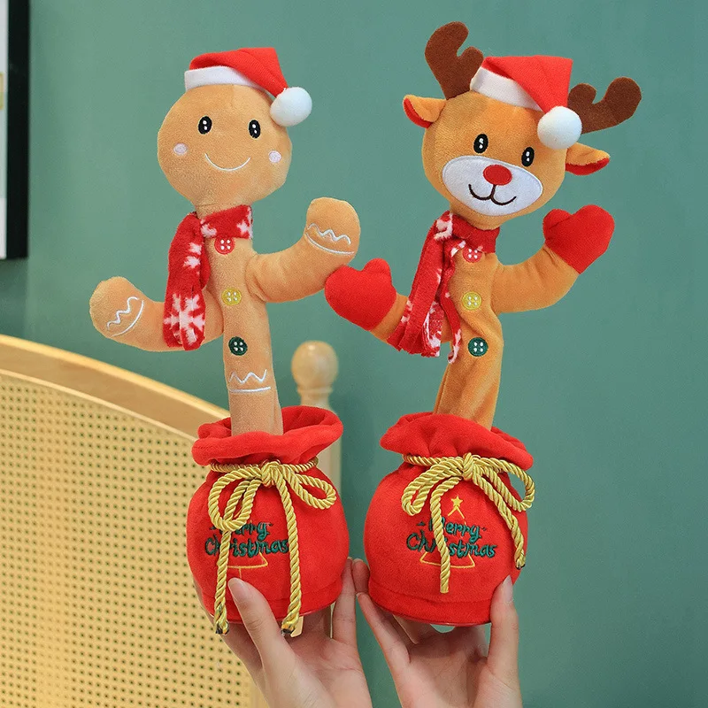 

Dancing Elk Christmas Tree Talking Gingerbread Man Penguin Toys Singing Stuffed Animals Fun Christmas Party Decorations