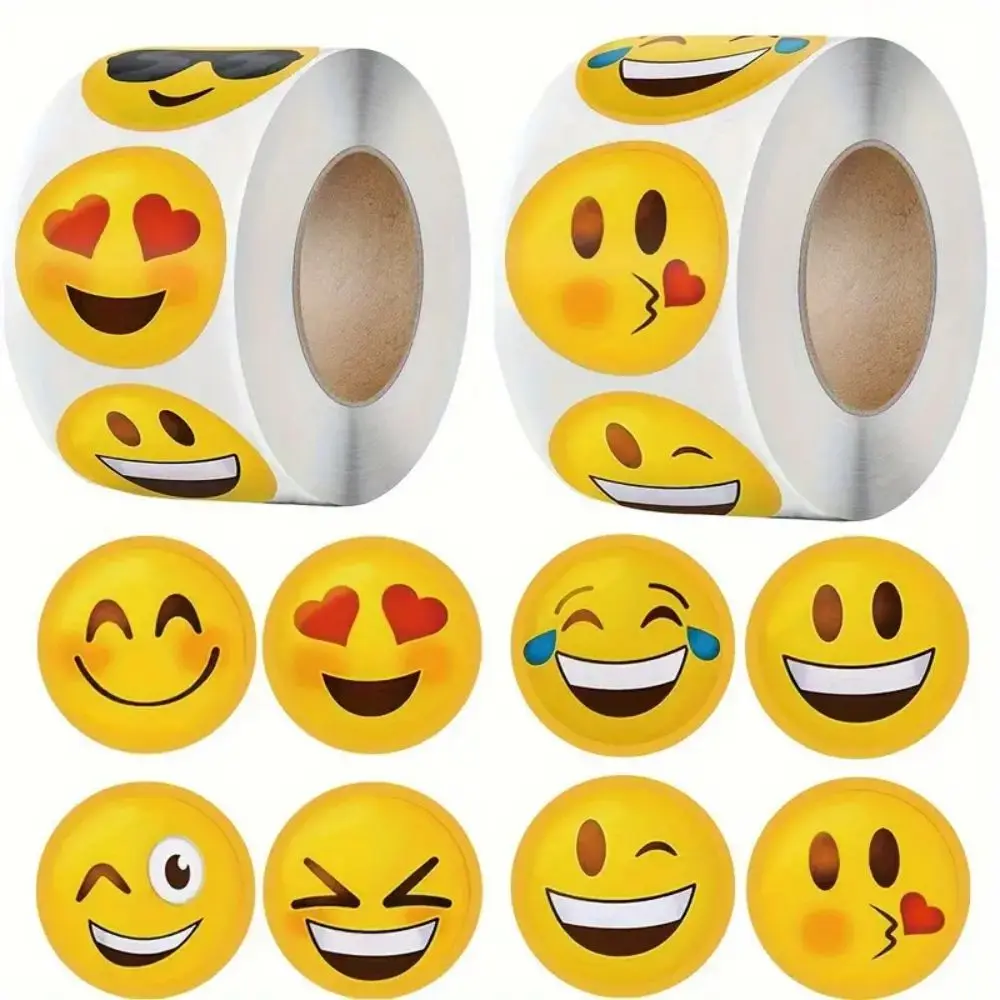 500pcs Cartoon Funny Smiley Face Stickers, 8 Patterns 1.0 inch, Suitable for DIY Decoration of Computers, Refrigerators, Gifts