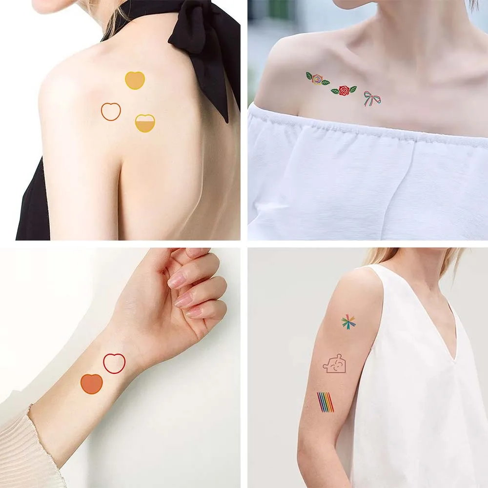 10 قطع/مجموعة ملصقات وشم صغيرة ملونة لتزيين الجسم وحفلات أعياد الميلاد وملصقات وشم للاستعمال مرة واحدة