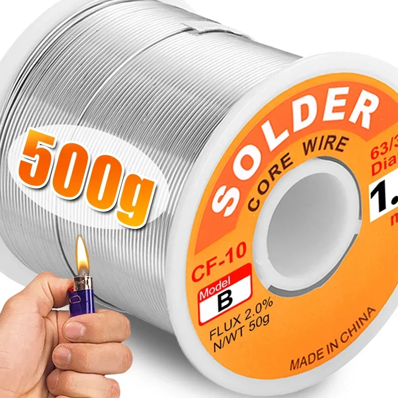 Kawat Solder 500/50G, alat memperbaiki batang, Solder, paduan timah, logam tembaga, kawat Solder suhu rendah mudah meleleh