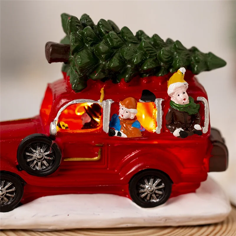 Christmas Decorations Truck Ornaments Transporting Christmas Tree Car Glowin Christmas Village for Kids Home Decor