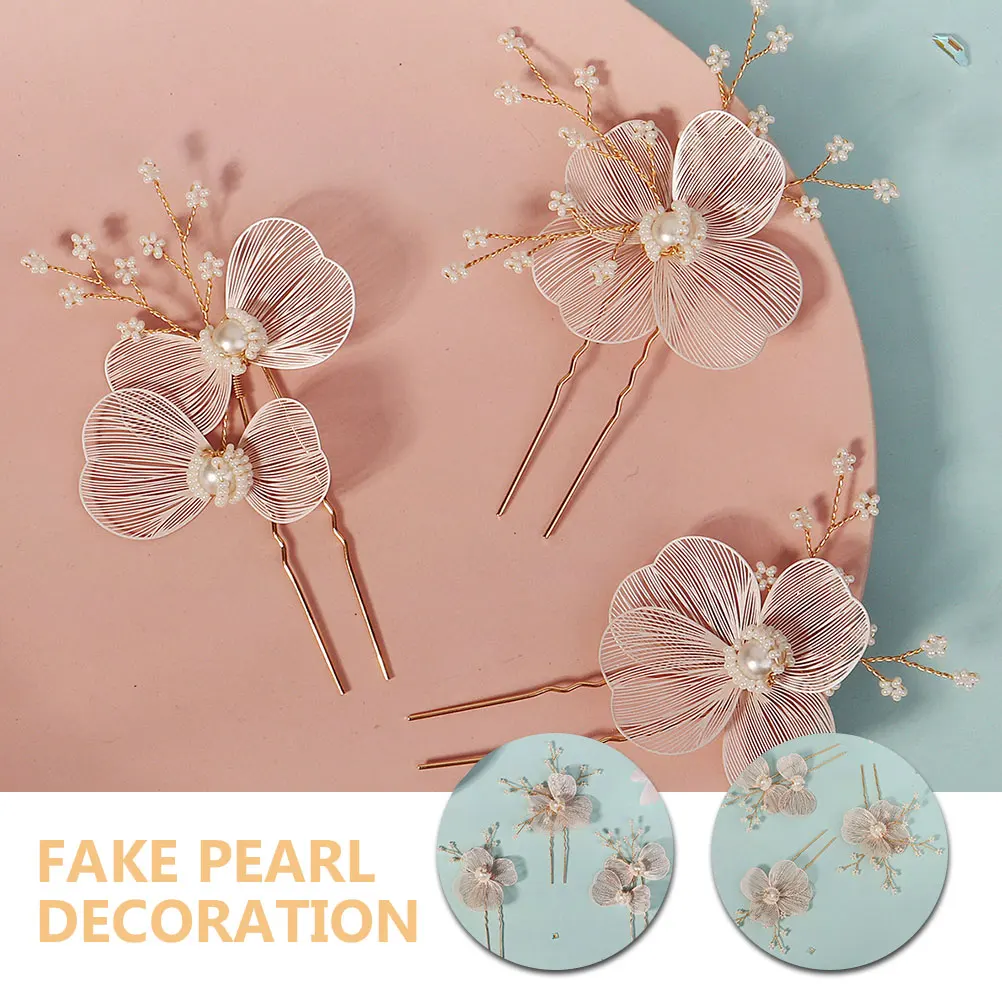 

3pcs Pearl Headband Clips Bridal Hairpins Wedding Accessories Women Earrings Fake Pearl Not Fade Match Hair Color