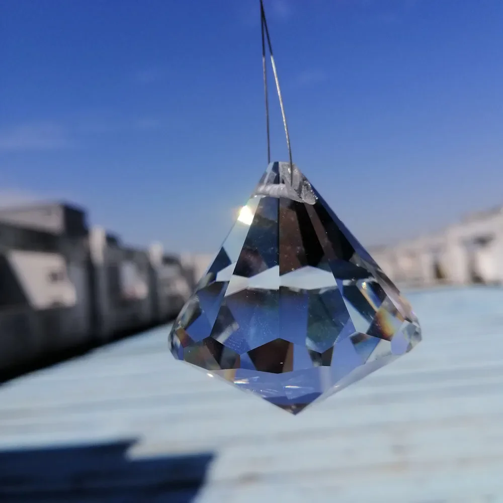 

2 шт. граненые 42 мм прозрачные алмазные шары хрустальные подвески призмы лампы часть освещения подвесная люстра занавеска свадебный декор