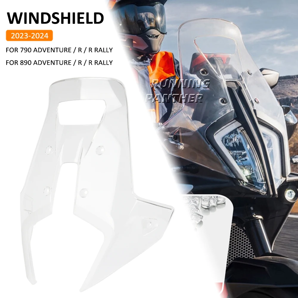 

For 890 790 ADV Adventure R Rally 2023 2024 Motorcycle Acrylic Rally Windshield Wind Deflector Screen Shield Windscreen Visor