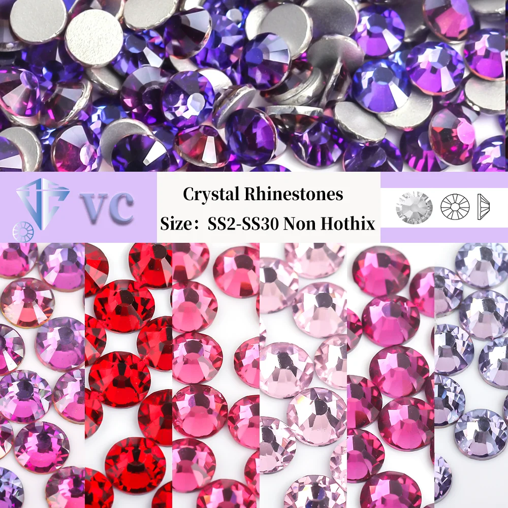 VC Light/Dark Siam Red Crystal Glitter Стразы для дизайна ногтей SS3-SS30 Стекло/Кристалл без горячей фиксации Украшения для дизайна ногтей