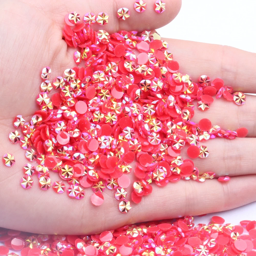 

5mm 5000pcs Round Stick Drill Resin Flatback Rhinestones New Resin Rhinestones Flower Design 3D Nail Art DIY Decorations Clothes