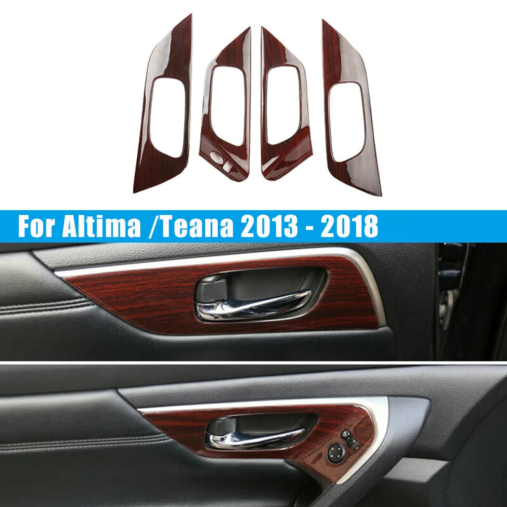 Wood Grain Interior Inner Door Handle Cover Trim Panel Strip Decoration for Nissan Altima / Teana 2013 - 2018