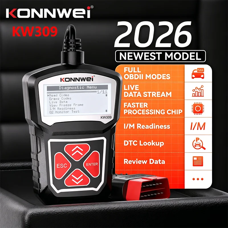 

KONNWEI KW309 KW310 Professional Car OBD2 Scanner 12V EOBD Automotive Live Data Fault Code Read Erase Diagnosis Tool PK Elm327