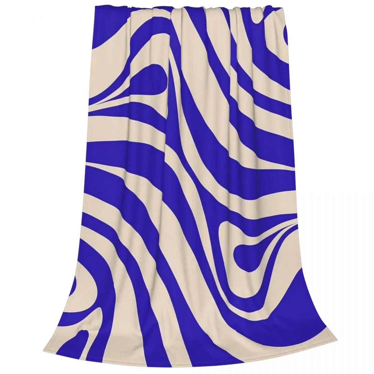 New Groove Swirl Pattern In Cobalt Blue And Beige Blanket Flannel Sofa Throw Blankets For Couch Bedding Throws Bedspread Quilt