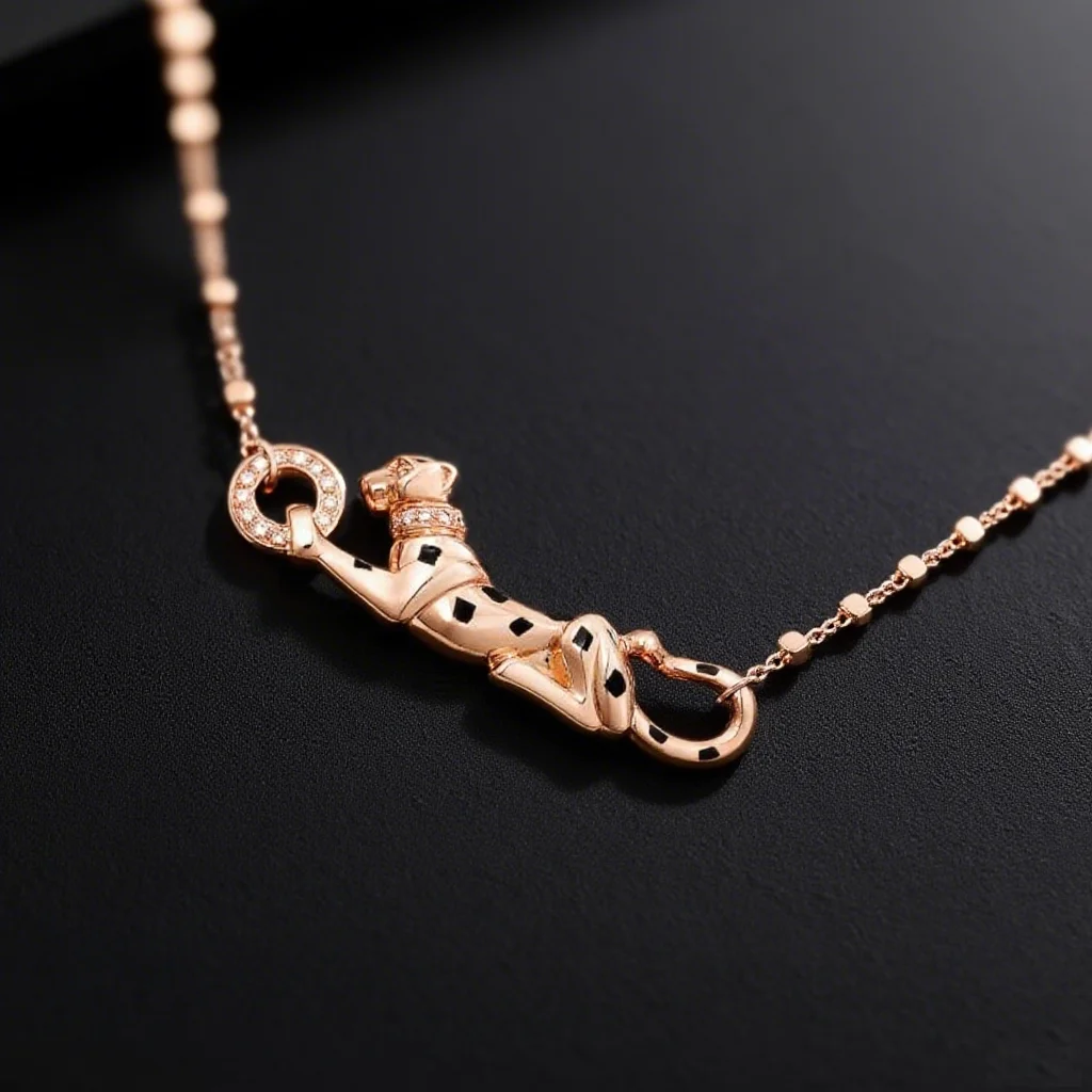 

Trendy boutique s925 gold leopard necklace pendant, women's creative Valentine's Day gift, street party, light luxury jewelry