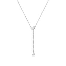 Gold Heart Necklace 925 Sterling Silver Adjustable Chain - Silver Heart