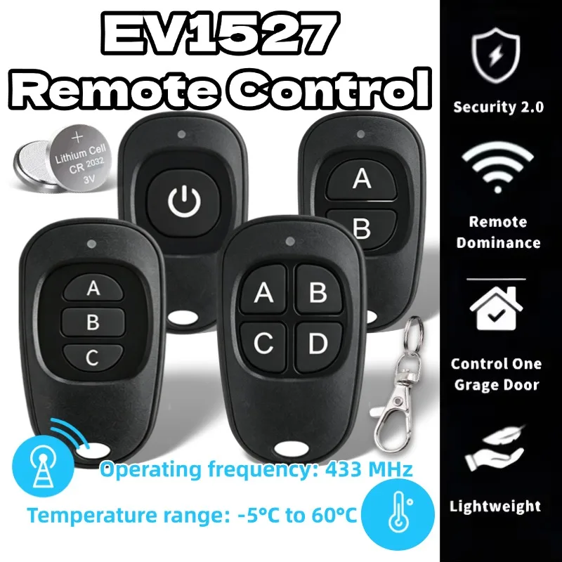 433MHz Remote Control Learn Remote Control Learning Code 1527 EV1527 For Gate Garage Door Controller Alarm RF 433mhz Receiver