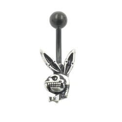 JHJT 14G Rabbit Belly Button Ring 316L Surgical Stainless Steel Navel Ring Belly Piercing Body Jewelry for Women