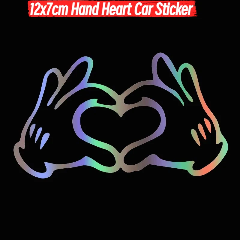 

12x7cm Hand Heart Car Sticker Window Glass Body Bumper Decorative Love Gestures Vinyl Film Decor Decal Auto Tuning Accessories