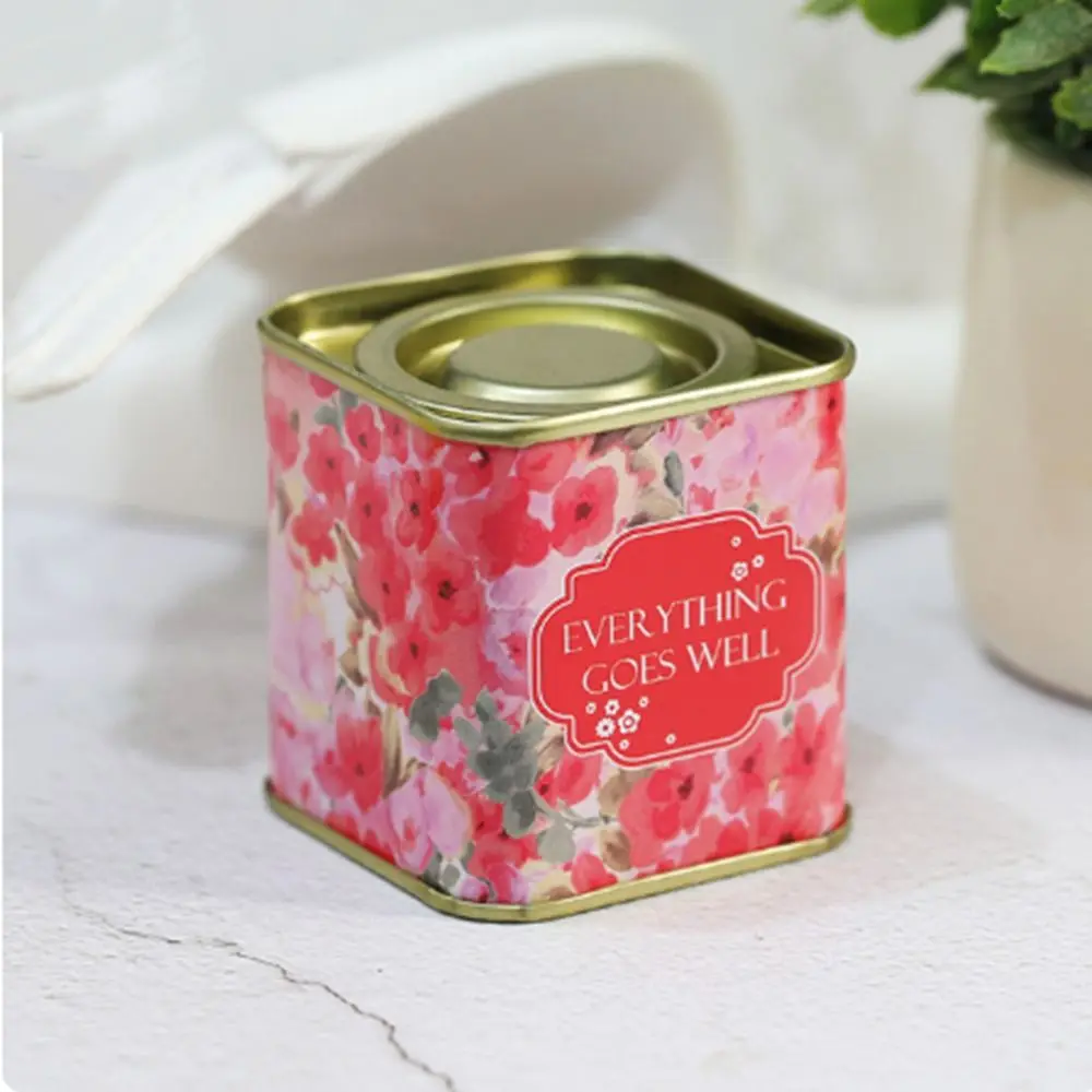 Decorative Tinplate Tea Tin Box Square Small Metal Tea Can Portable Sealed Sugar