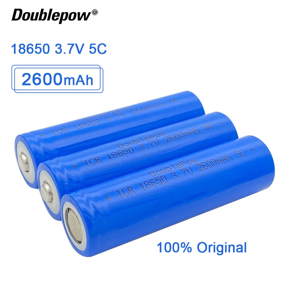 NEW original Doublepow 18650 battery 3.7V 2600mah 18650 lithium rechargeable battery for flashlight etc