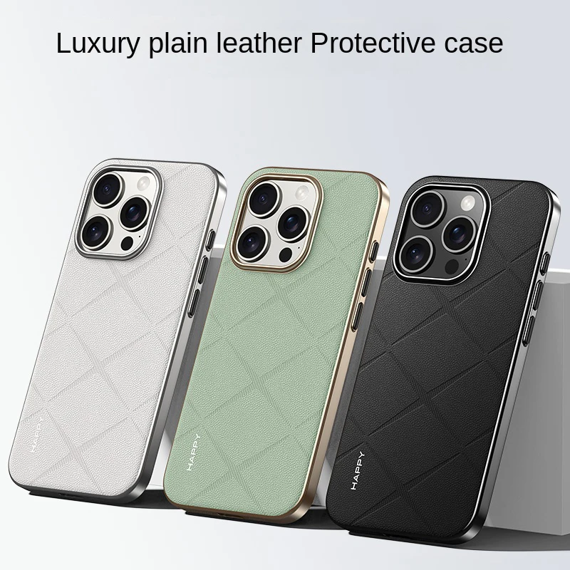 

Роскошный противоударный кожаный чехол с покрытием для iPhone 13 14 15 16 Pro Max, ретро-защита объектива, бампер, задняя крышка, чехол для телефона