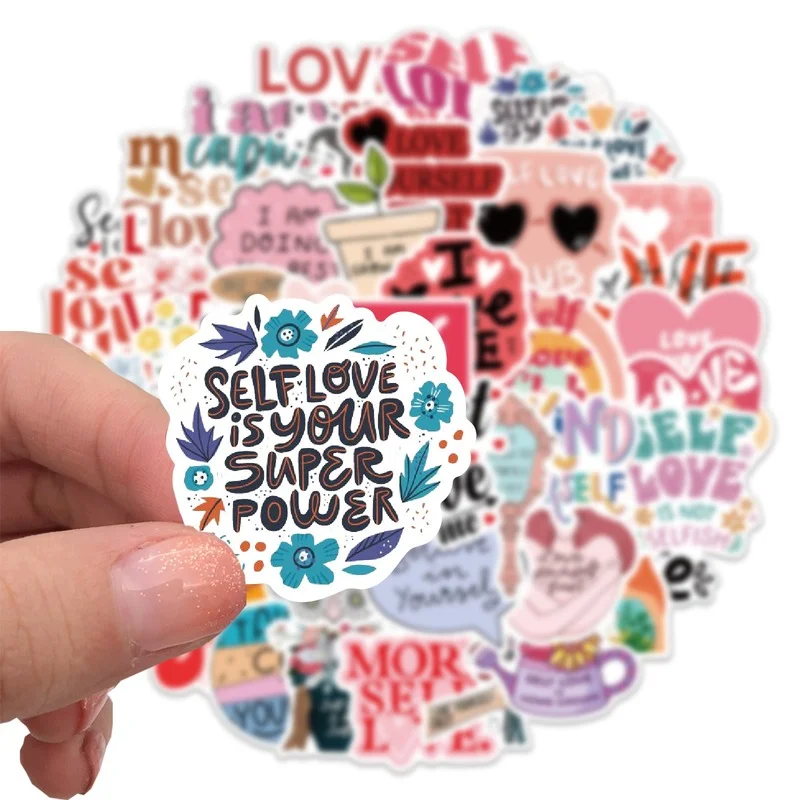 10/25/50pcs Self Love Inspirational Words Stickers Graffiti Motivational Quotes for Adults Laptop Phone Bottle Luggage bottle