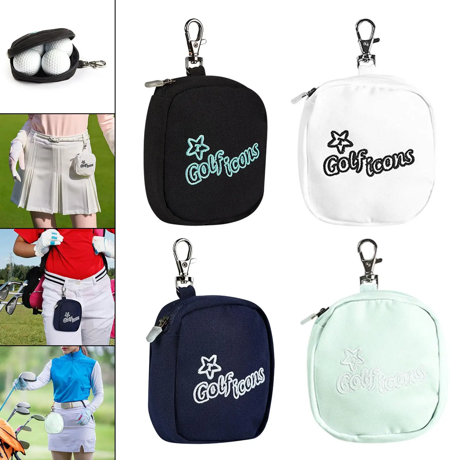 

Portable Outdoor Golf Ball Pouch Storage Bag with Hook Compact Waist Organizer for Training and Game