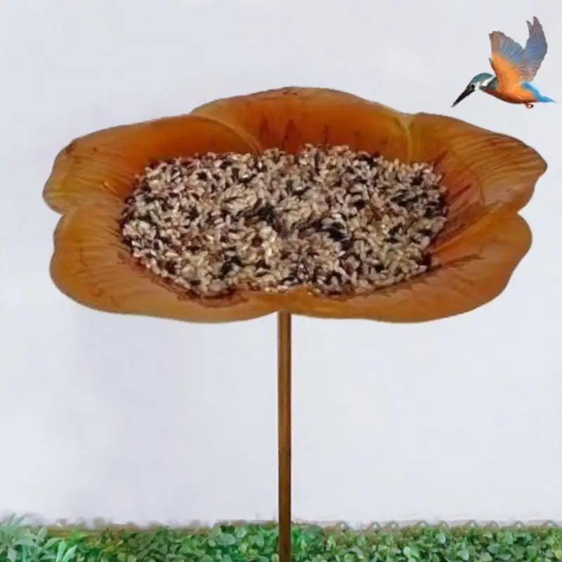 

Bee Feeder With Flower Design Ground Plug Bathing Tray Bee Bird Bath Feeder With Metal Stake For Bee Bird Butterfly