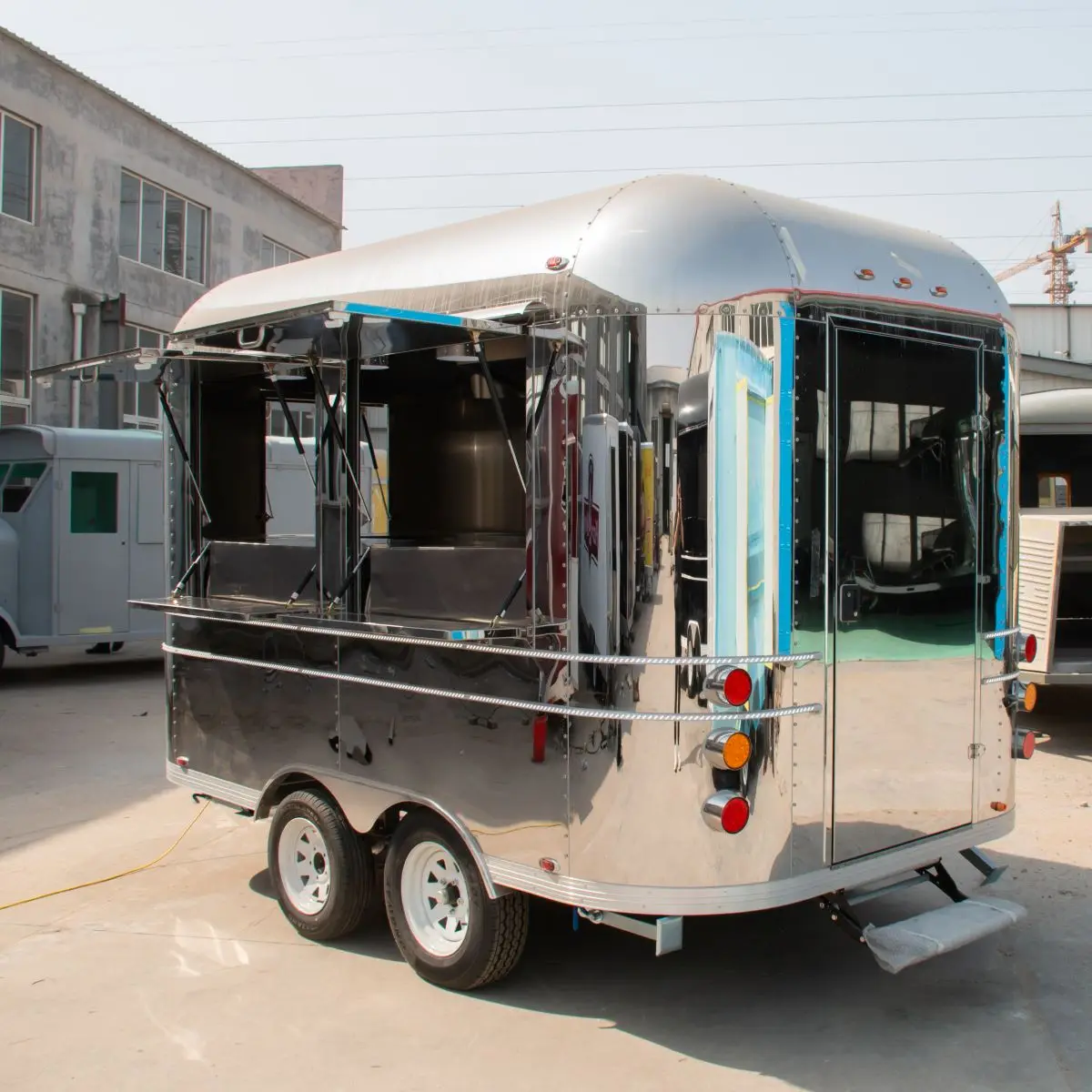 

Stainless Steel Mobile Bar Stand with Ice Cream Cart Coffee Trailer and Food Truck for Concession Food Trailer Events