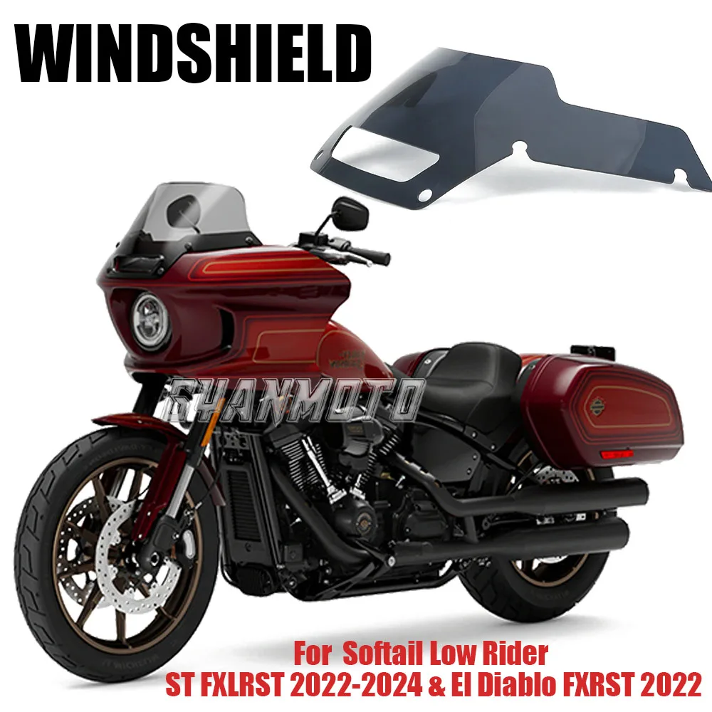 

For Harley Softail Low Rider El Diablo FXRS & ST FXLRST 2022-2024 Motorcycle Windscreen Windshield Wind Screen Shield Deflector