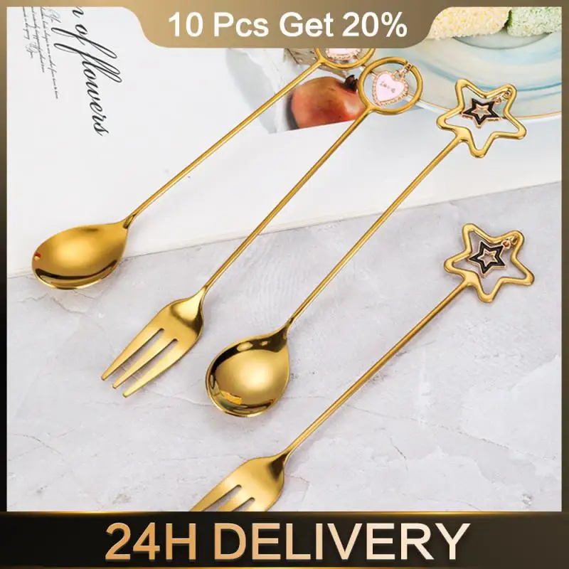 Fork Five-pointed Star Dessert Fork Handle Spoon Kitchen Supplies Tiny Stirring Spoons Creative Mixing Stirring Teaspoon Spoon