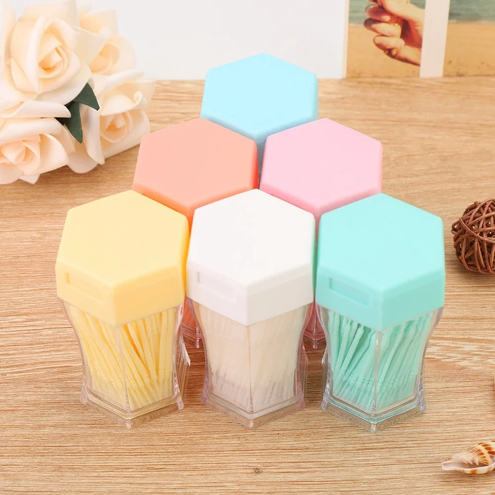 

200 Pcs Food-grade Double Head Toothpick Taper Shape Soft Brush Household Cleaning Tartar Removal Hexagonal Bottles Simple Pack