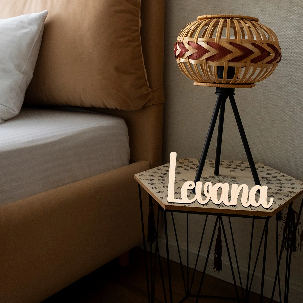 

1 pc leuana example Customized Name Wood Material Traditional Style Tabletop Decorative Plaque for Bedroom