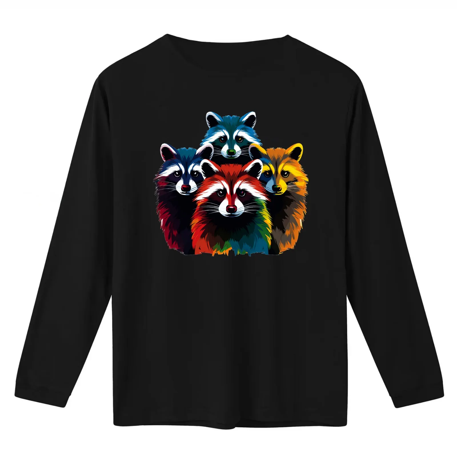 Colorful racoons T-Shirt Summer Casual Cotton Tee Oversized Streetwear Tops Vintage Graphic Print Loose Fit Short Sleeve
