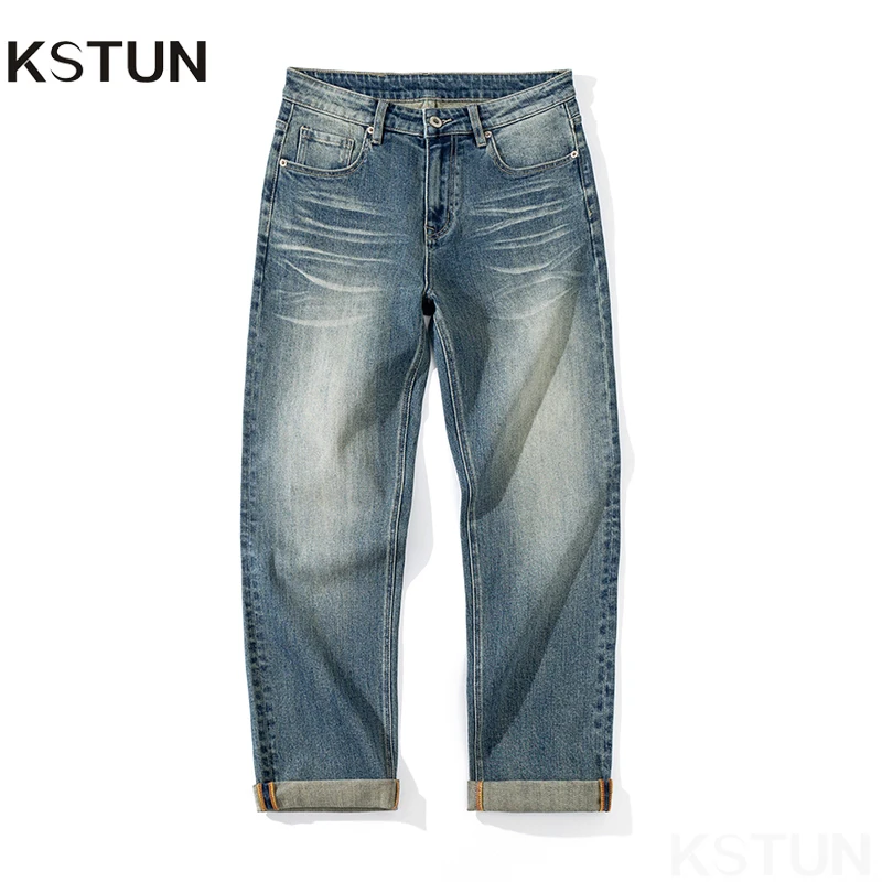 

KSTUN Wide Leg Jeans Men Baggy Pants Straight Loose Light Blue Elasticity High Quality Streetwear 2025 Autumn Trousers For Men