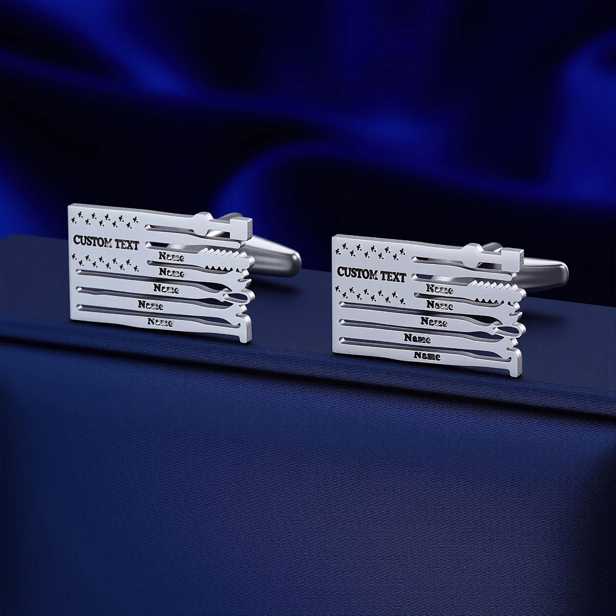 

Customized Name Men's Flag Cufflinks Customized Suit Shirt Stainless Steel Buttons Sports Jewelry Gifts