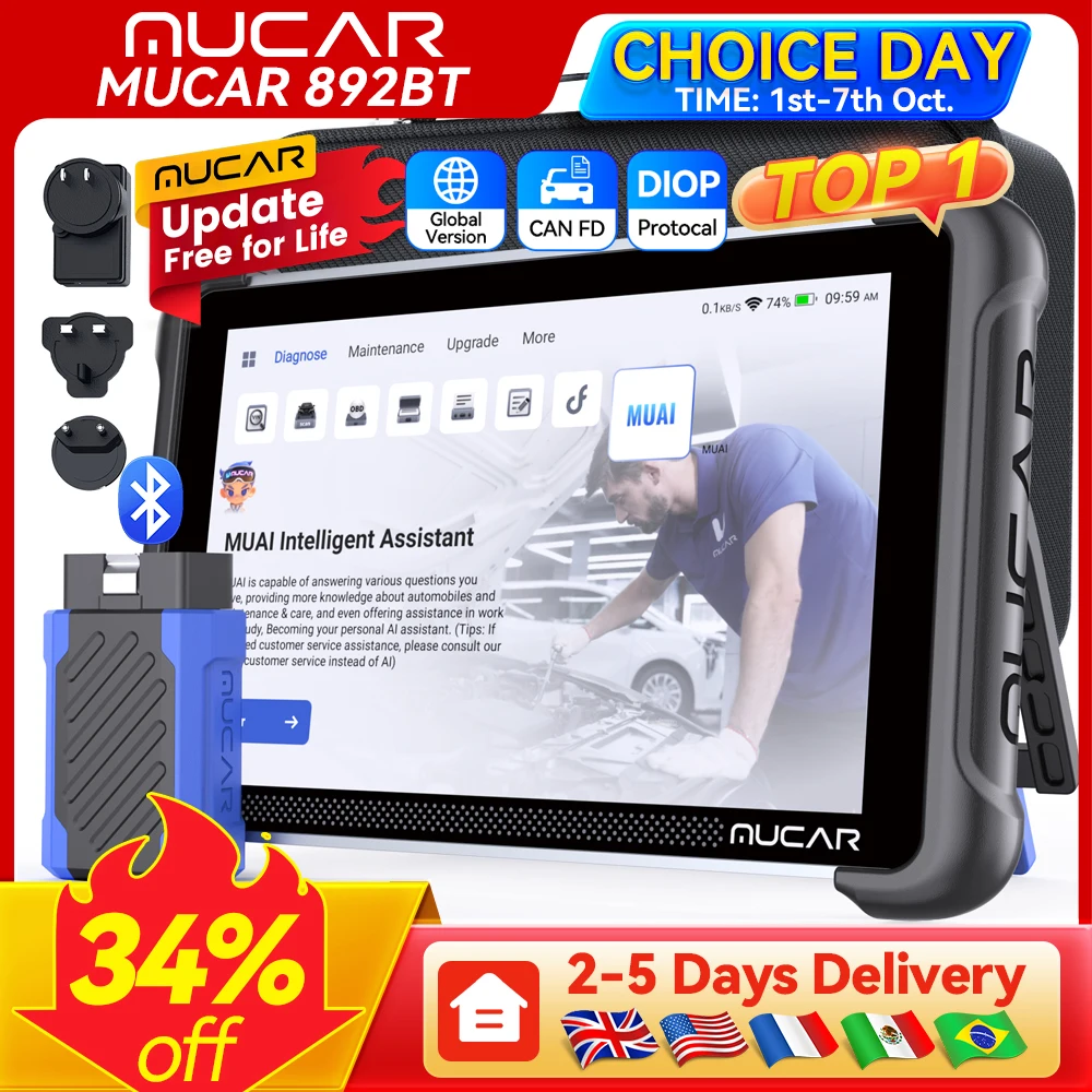 Mucar 892bt carro obd2 ferramenta de diagnóstico todo o sistema diagnóstico ecu codificação scanner bidirecional canfd doip 34 redefinir gratuitamente