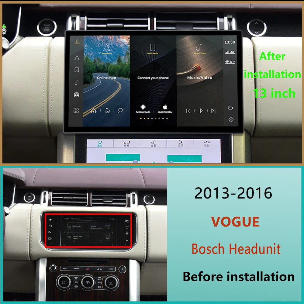 13inch Android 12 For Land Range Rover Vogue L405 2013 to 2018 Car Multimedia GPS Navigation HD Display Screen Radio Carplay