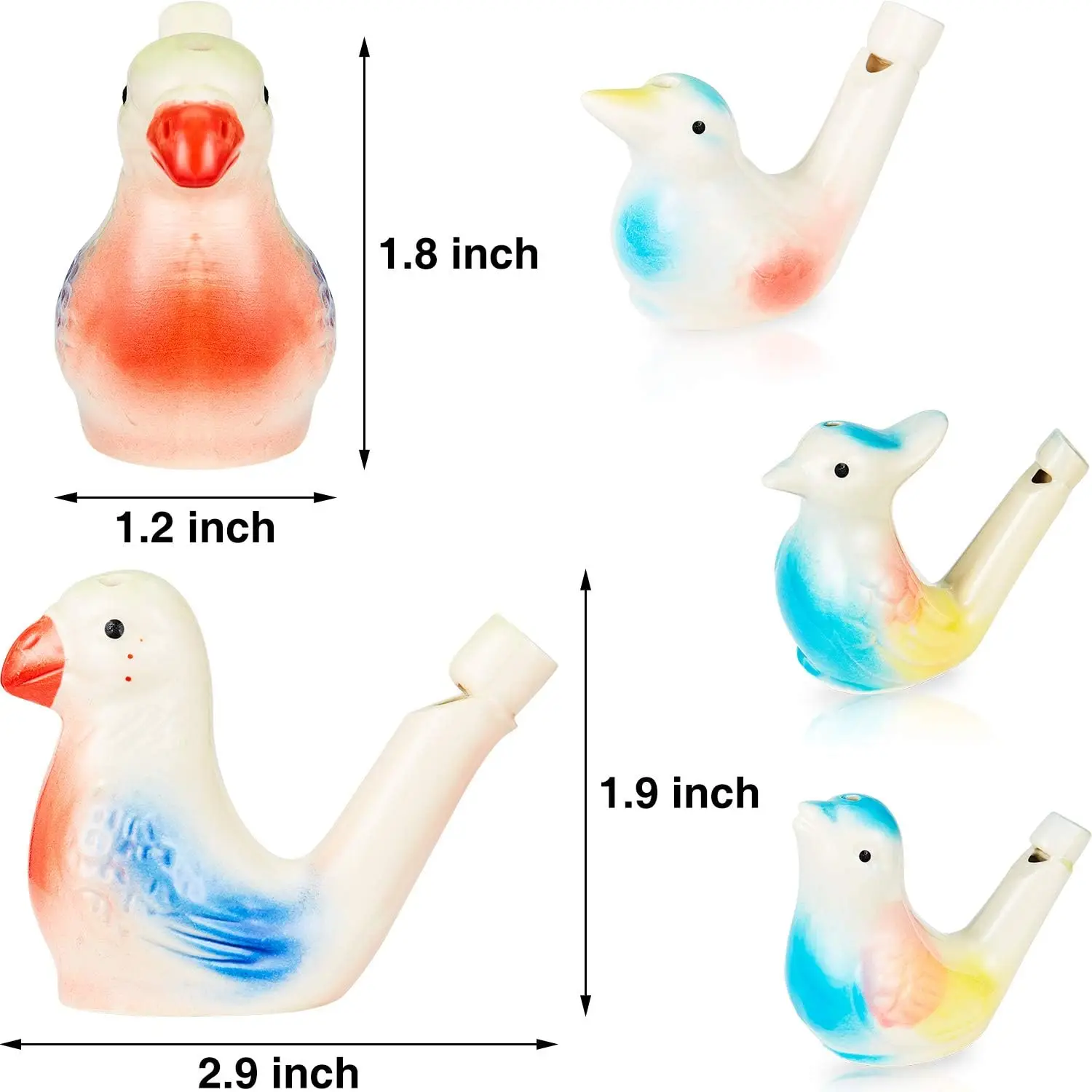 Ceramic Crafts Bird Shape Water Whistles Musical Instruments Porcelain Colorful Toys for Kids Birthday Gift Easter Gift Party