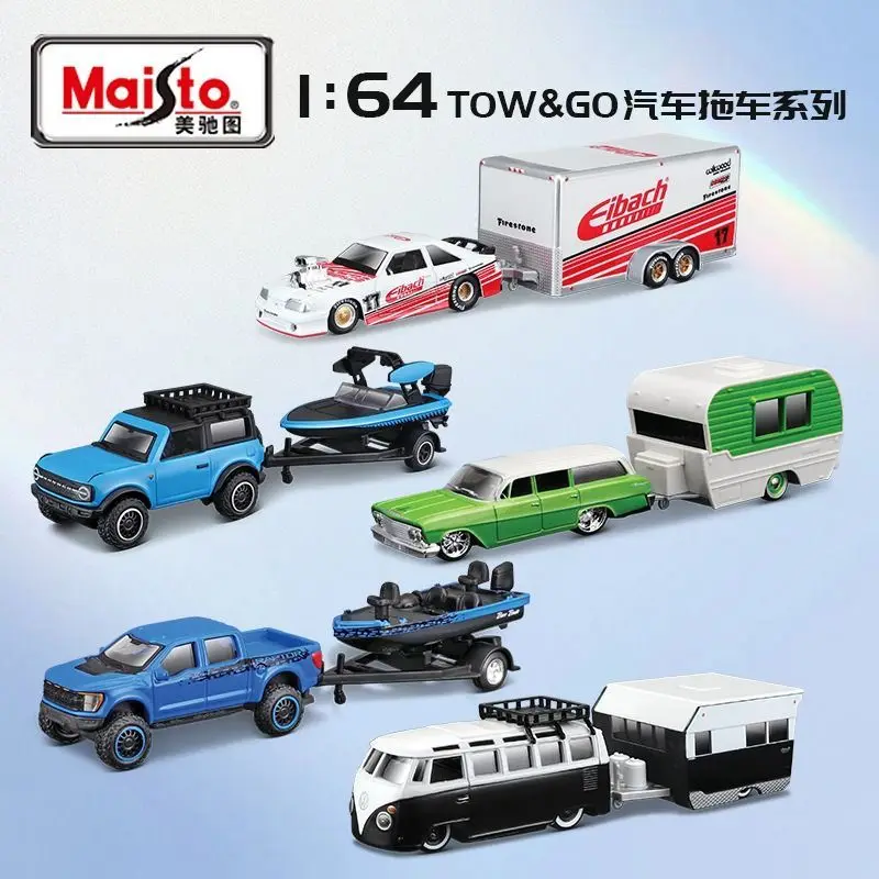 Maisto Original Genuine 1/64 Buick Benz Volkswagen Alloy Trailer Transportation Car Simulation Model Toys Collection Ornaments