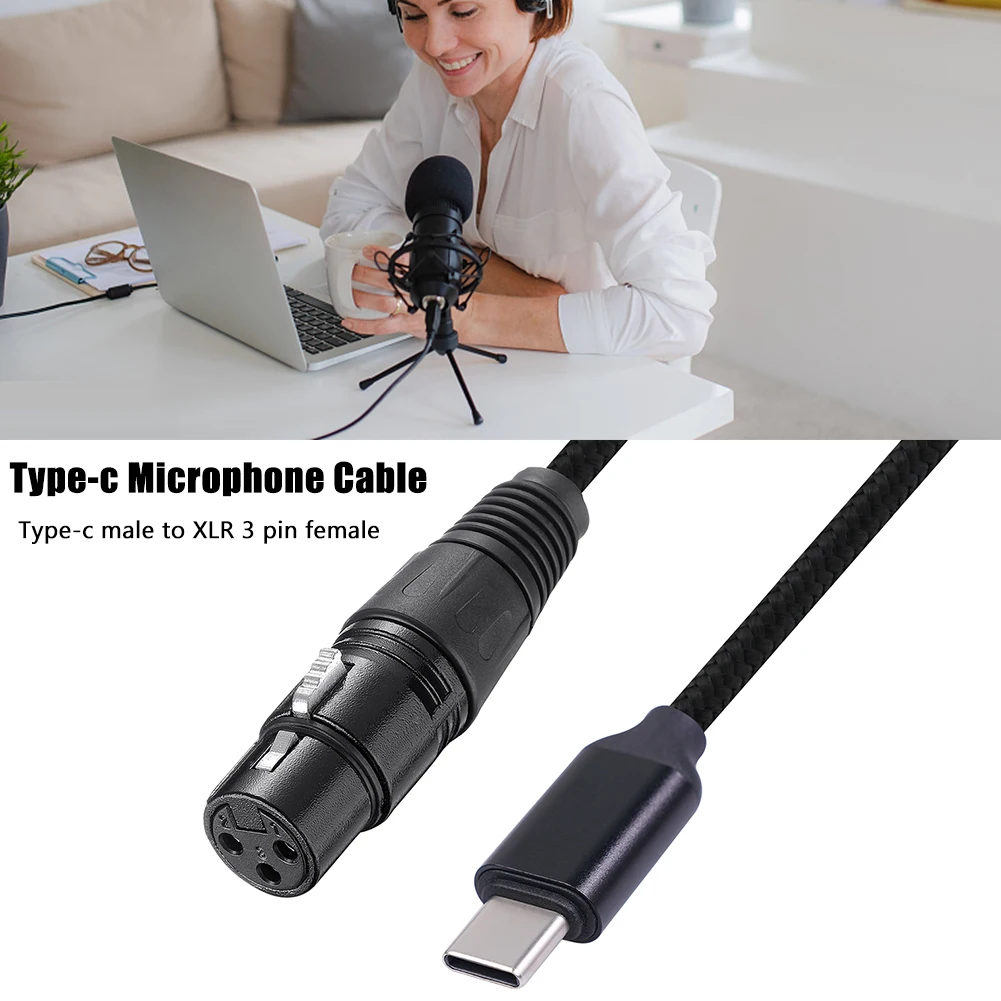 USB C/Type-C To XLR 3 Pin Microphone Audio Cable Male To Female Mic Adapter Cord